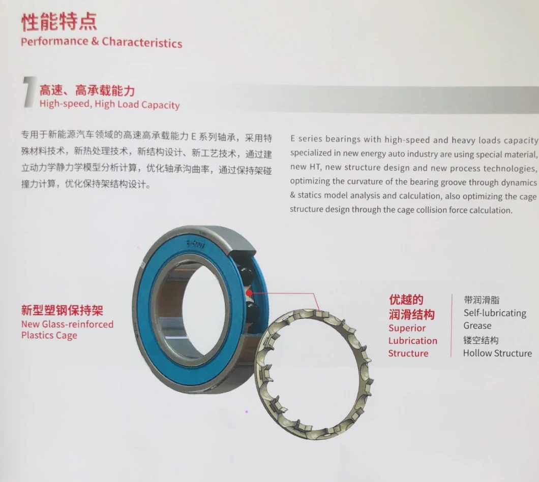 New Energy Electric Drive Bearing High-Speed & Long-Life-Time Deep Groove Ball Bearings 6005